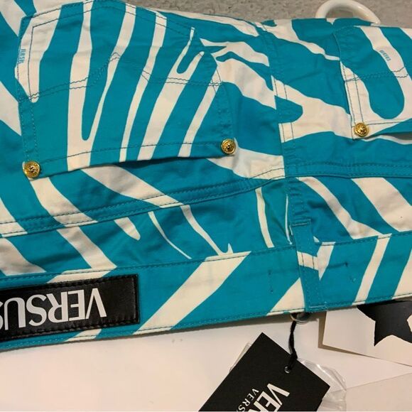 Versus Versace Turquoise Zebra Animal Print Skinny Jeans size 31 - Picture 6 of 12